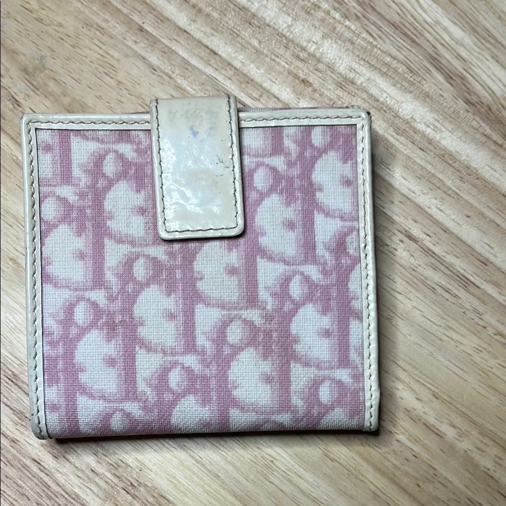 Dior Pink and Cream Canvas Wallet